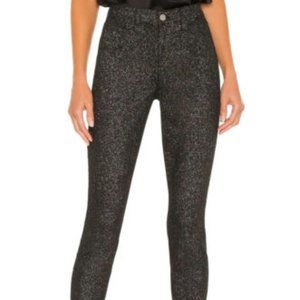 L'Agence Women's Margot Hi Rise Skinny Jeans Black Noir Silver Check NWOT Sz 25